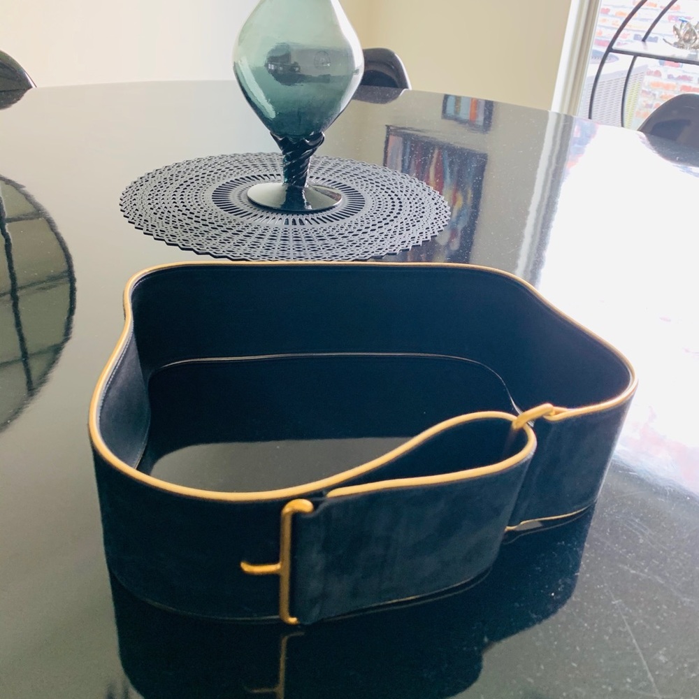 YSL black suede belt, large